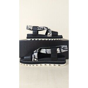 Sorel Roaming Crisscross Sandal Womens 5.5 M Black Snake Print Strappy Shoes NWB
